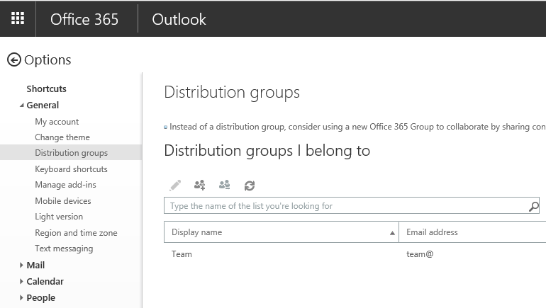 Managing Distribution Groups via the new OWA settings page - Blog