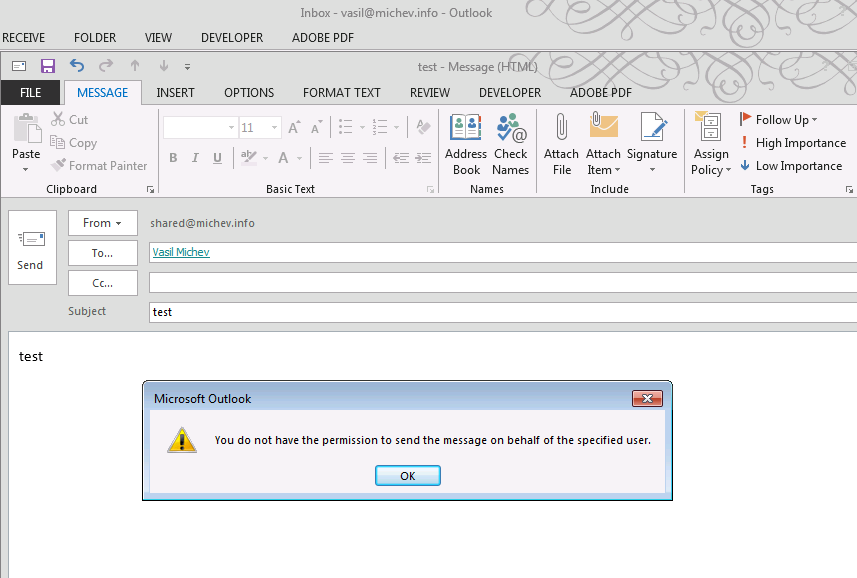 Send as send on behalf outlook разница