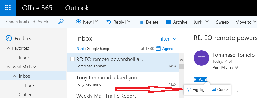 Highlight and Quote actions in OWA in Office 365 - Blog