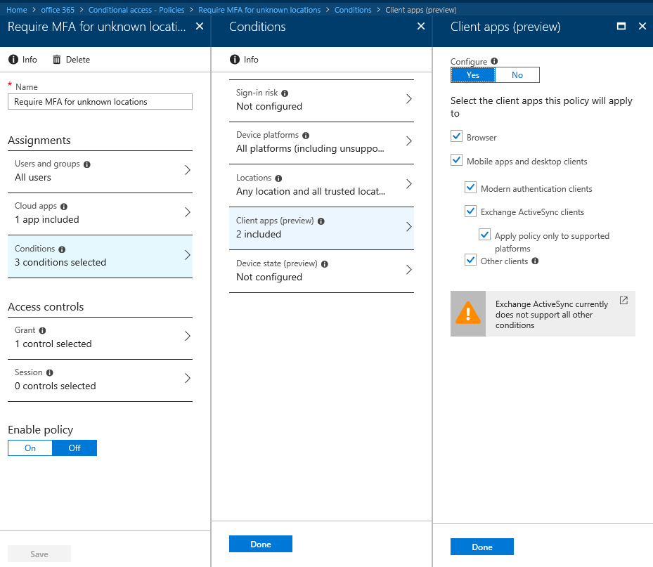 Conditional access policy to block legacy authentication