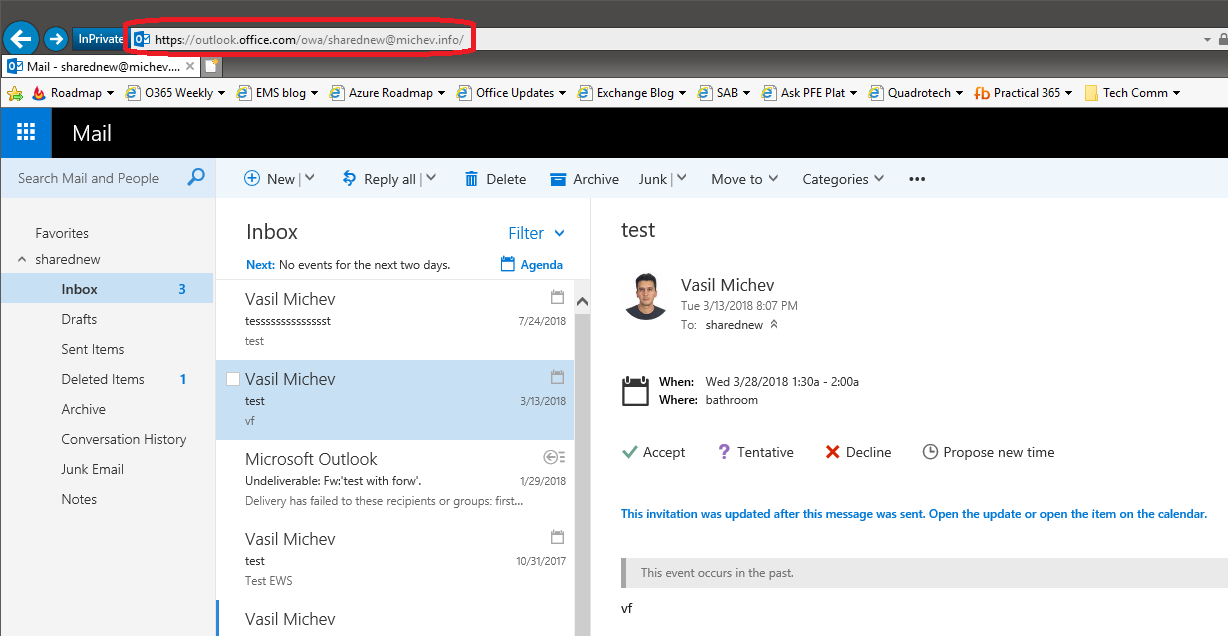 Opening the mailbox in OWA via Azure AD user object