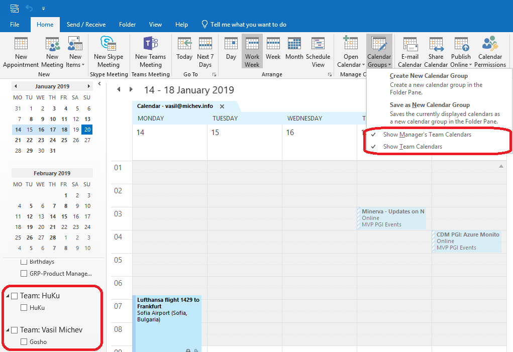Outlook Calendar Groups