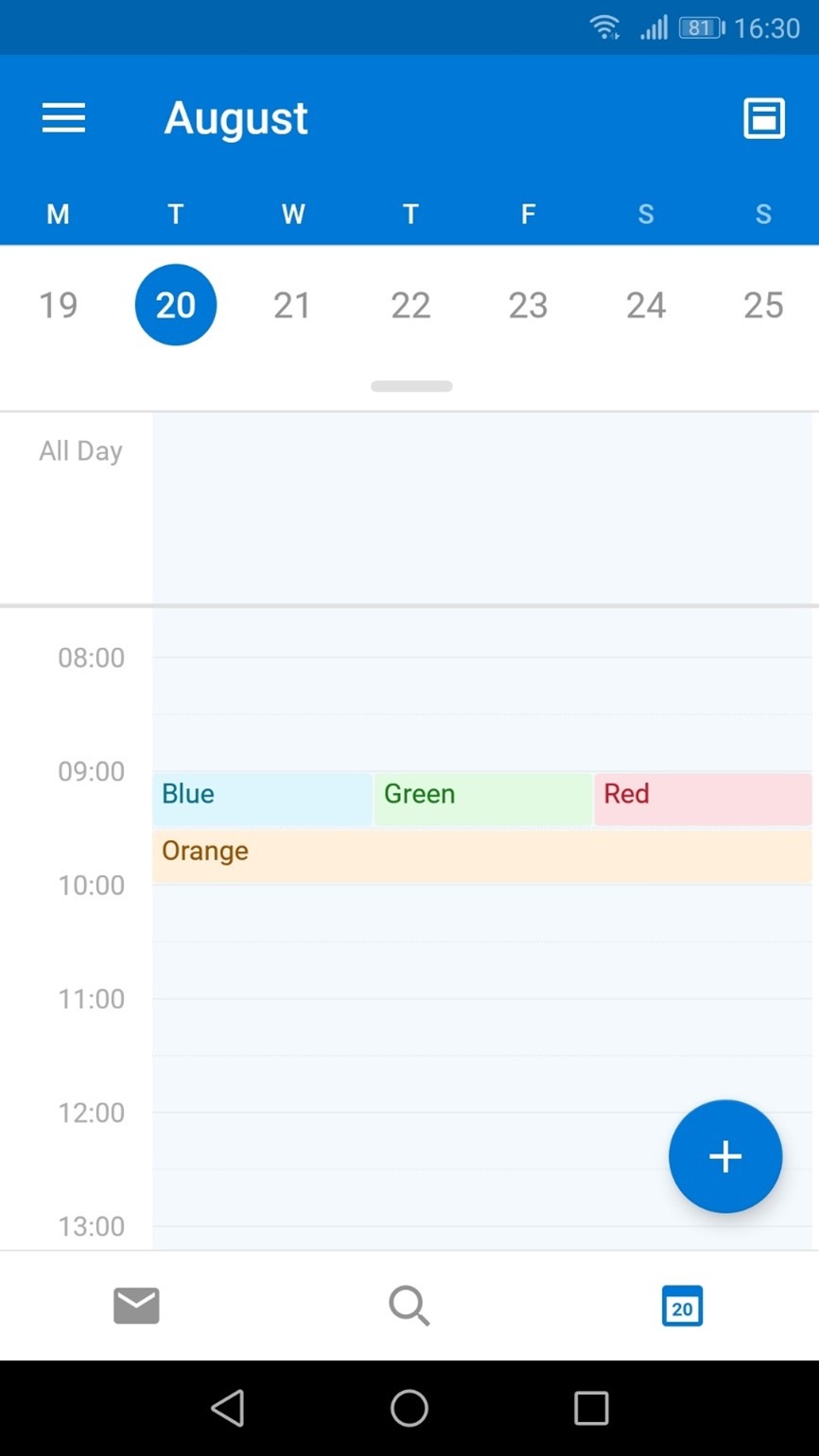 Outlook mobile calendars