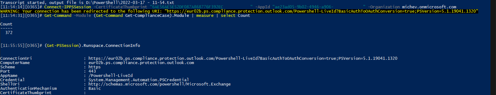 Connect to SCC PowerShell via Certificate-based authentication