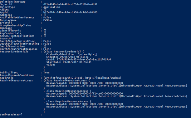 PowerShell example of a service principal